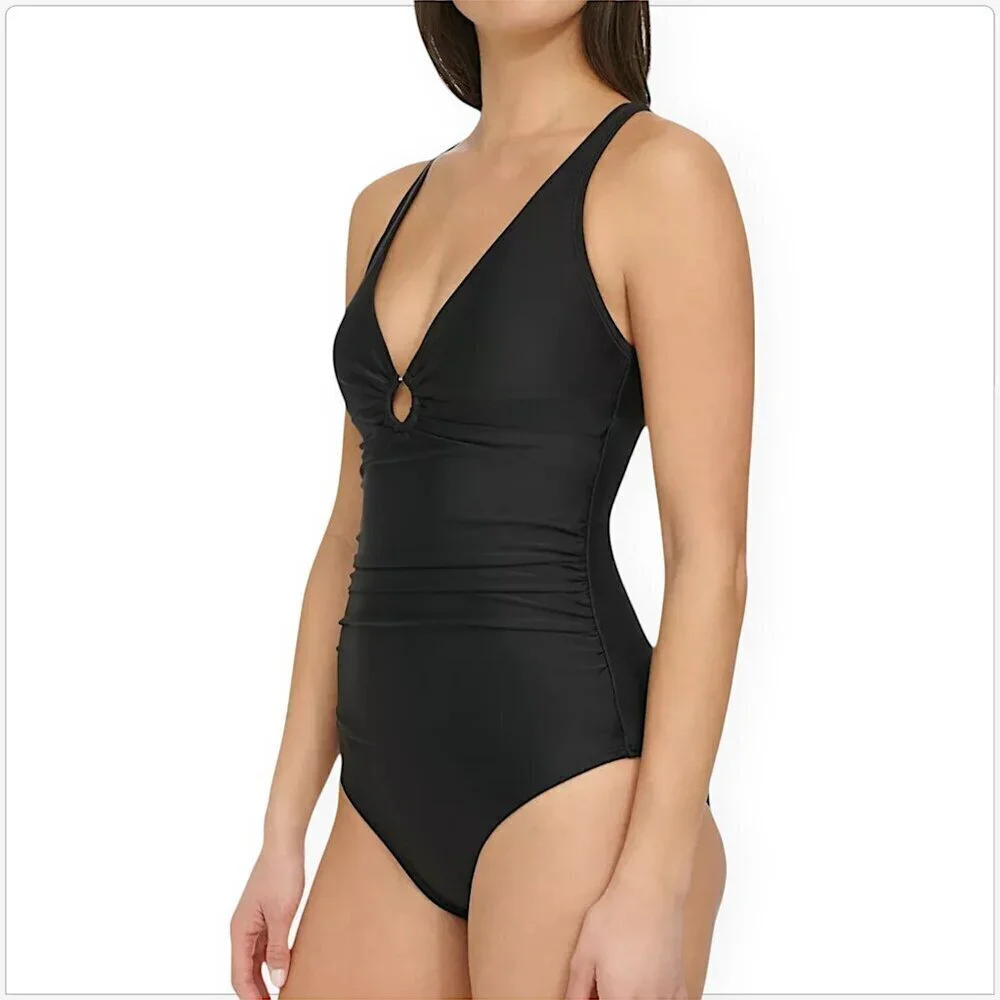 Tommy Hilfiger Black O-Ring One Piece Swimsuit Summer Vacation Pool NWT New 4